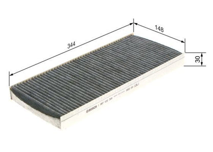 BOSCH 1987432306 Cabin Air Filter 344mm Length Activated Carbon Fits Ford Mazda