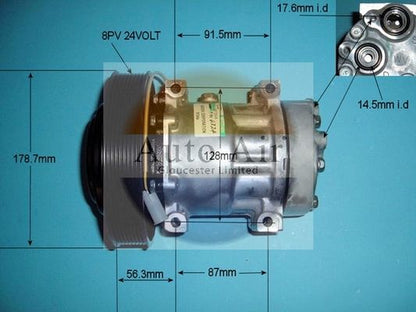 AUTO AIR 14-4324 Air Conditioning Compressor A/C Air Con Replacement 24V Voltage