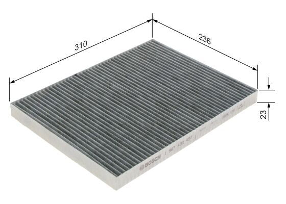 BOSCH 1987432497 Cabin Air Filter 310mm Activated Carbon Fits Chrysler Dodge