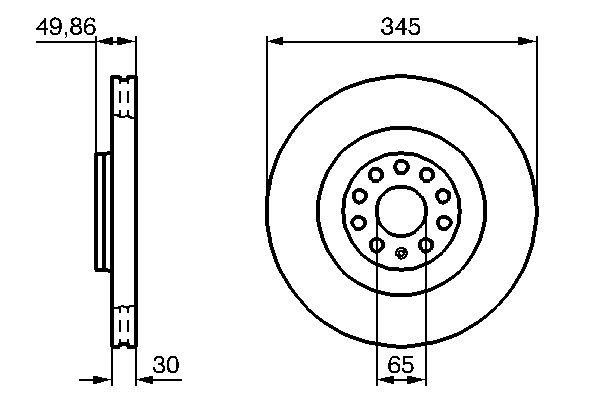 BOSCH 0986479204 Brake Disc Front Vented 345mm Outer Ø Fits Audi Seat Skoda VW