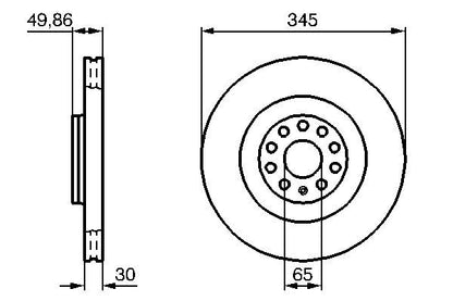 BOSCH 0986479204 Brake Disc Front Vented 345mm Outer Ø Fits Audi Seat Skoda VW