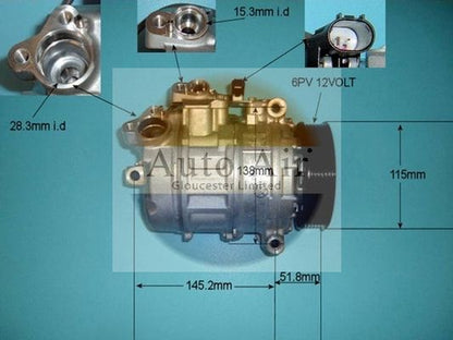 AUTO AIR 14-9151 Air Conditioning Compressor Fits BMW 1 Series 3 Series X1
