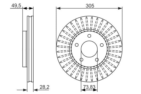 BOSCH 0986479698 Brake Disc Front Vented Fits Jaguar S-Type XF XJ XK XK8