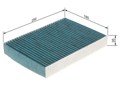 BOSCH 0986628546 Cabin Air Filter 250mm Activated Carbon Fits Nissan Renault