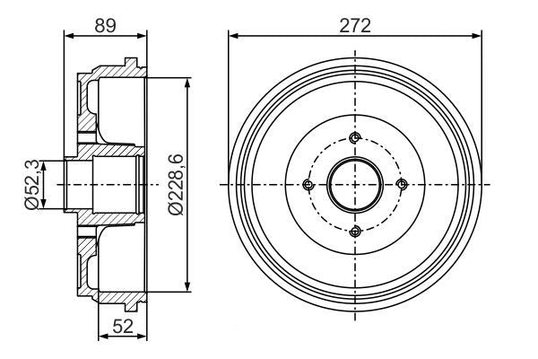 BOSCH 0986477287 Brake Drum Rear 272mm Outer Ø Fits Dacia Mercedes-Benz Renault