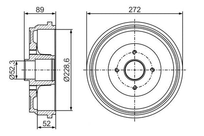 BOSCH 0986477287 Brake Drum Rear 272mm Outer Ø Fits Dacia Mercedes-Benz Renault