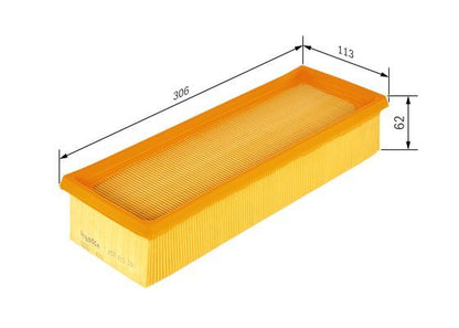 BOSCH 1457433297 Air Filter 306mm Length Insert 62.3mm Height Fits Citroën Saxo