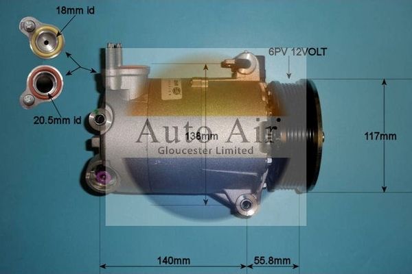 AUTO AIR 14-1048 Air Conditioning Compressor A/C Fits Ford Land Rover Volvo
