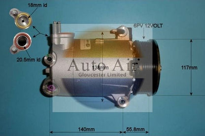 AUTO AIR 14-1048 Air Conditioning Compressor A/C Fits Ford Land Rover Volvo
