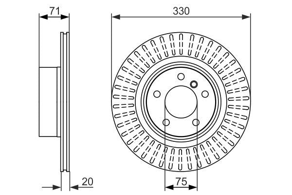 BOSCH 0986479727 Brake Disc Rear Vented 330mm Outer Diameter Fits BMW X3 X4