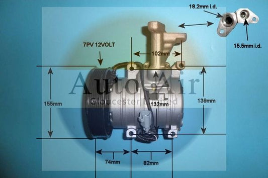 AUTO AIR 14-5344R Air Compressor A/C Air Conditioning Fits Toyota Avensis