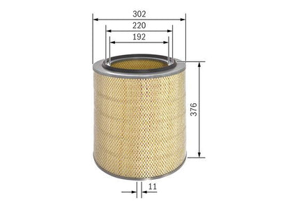 BOSCH 1457432188 Air Filter 302mm Ø Fits STANDARD AUTOMOBILE SOLARIS VOLGABUS