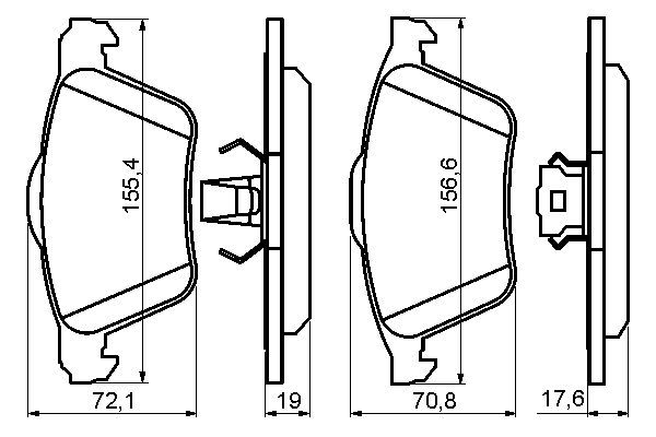 BOSCH 0986494158 Brake Pad Set For Disc Brake Front ATE System Fits Volvo
