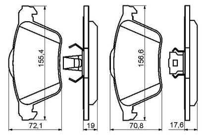 BOSCH 0986494158 Brake Pad Set For Disc Brake Front ATE System Fits Volvo