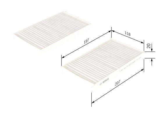 BOSCH 1987432278 Cabin Air Filter 207mm Length Particulate Fits Hyundai Tucson
