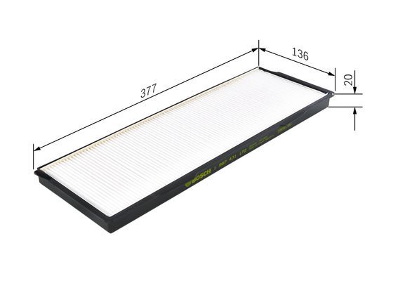 BOSCH 1987431172 Cabin Air Filter 376.5mm Length Particulate Fits RENAULT SCANIA