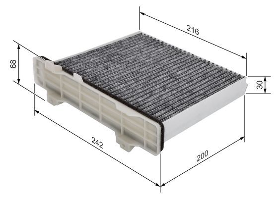 BOSCH 1987432498 Cabin Air Filter 216mm Length Activated Carbon Fits Mitsubishi