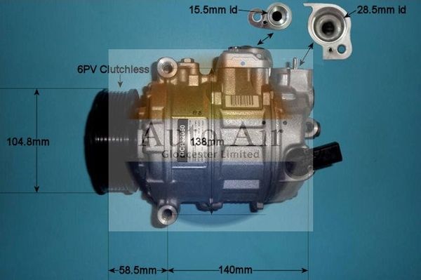 Auto Air 14-1126 A/C Air Con Compressor Air Conditioning 12V Voltage Fits VW