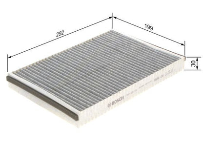 BOSCH 1987435514 Cabin Air Filter 292mm Activated Carbon Fits Opel Vauxhall
