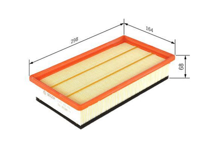 BOSCH 1457433086 Air Filter 298mm Length 68mm Height Fits Alfa Romeo 147 GT