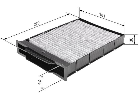 BOSCH 1987432393 Cabin Air Filter 270mm Activated Carbon Fits Renault Megane