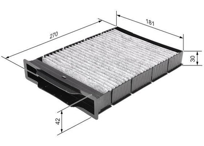 BOSCH 1987432393 Cabin Air Filter 270mm Activated Carbon Fits Renault Megane