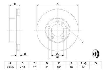 BOSCH 0986479001 Brake Disc Front Vented Fits Nissan Opel Renault Vauxhall