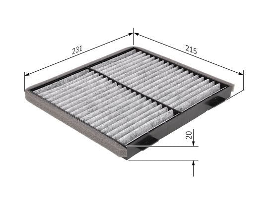 BOSCH 1987432363 Cabin Air Filter 220mm Activated Carbon Fits Volvo S40 V40