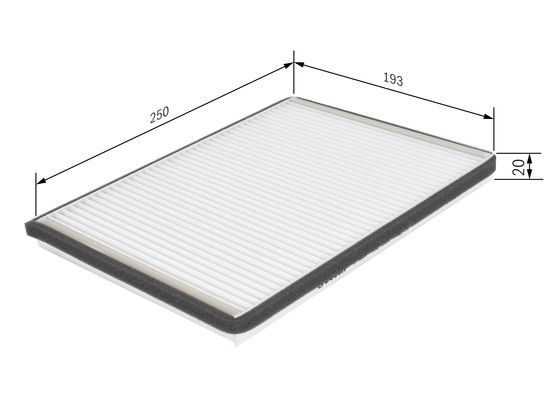 BOSCH 1987432058 Cabin Air Filter 250mm Length Particulate Fits Ford Nissan