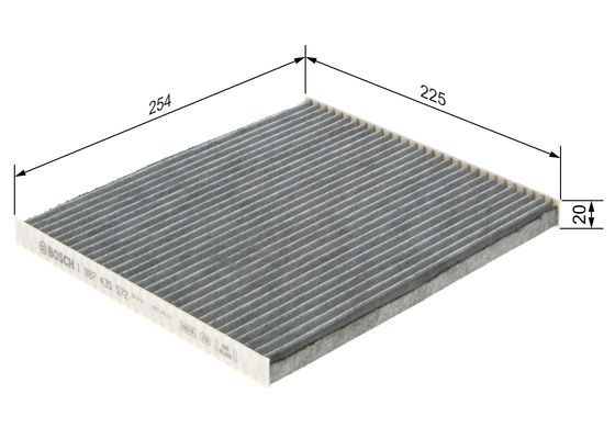 BOSCH 1987435572 Cabin Air Filter 225mm Length Activated Carbon Fits Hyundai Kia