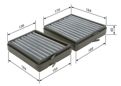 BOSCH 1987435536 Cabin Air Filter Interior 199.1mm 40mm Height For CLC-Class CLK