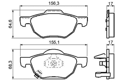 BOSCH 0986494135 Brake Pad Set For Disc Front 17.2mm Thickness Fits Honda Accord