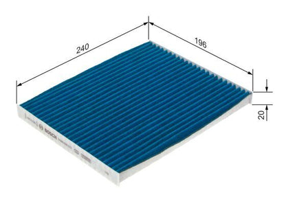 BOSCH 0986628572 Cabin Air Filter 196mm Length Activated Carbon Fits Hyundai Kia