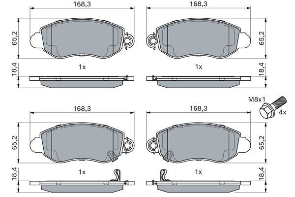 BOSCH 0986494047 Brake Pad Set For Disc Front 18.4mm Thickness Fits Ford Transit