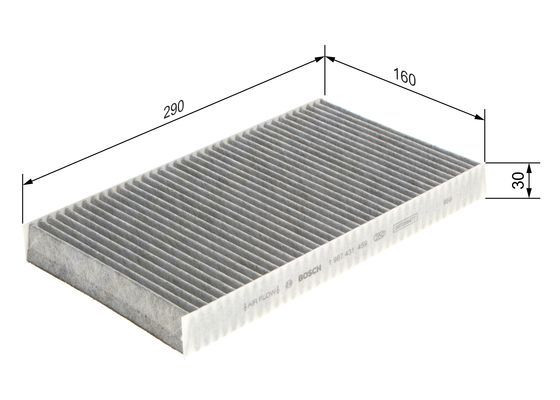 BOSCH 1987431459 Cabin Air Filter 290mm Length Activated Carbon Fits Iveco Daily