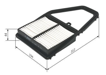 BOSCH 1987429176 Air Filter 312mm Length Insert 43.5mm Height Fits Honda Civic