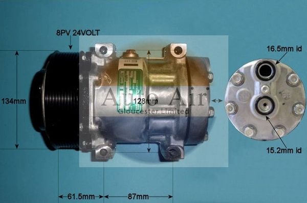 Auto Air 14-8121 A/C Air Con Compressor Air Conditioning 24V Voltage Fits DAF