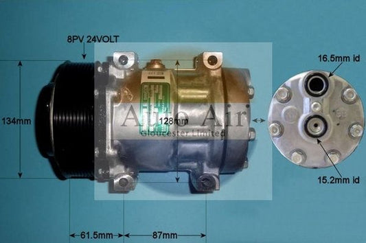 Auto Air 14-8121 A/C Air Con Compressor Air Conditioning 24V Voltage Fits DAF