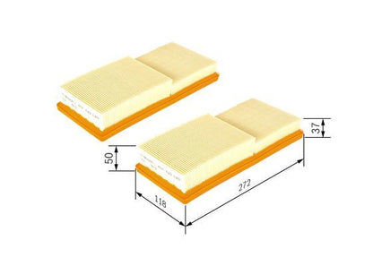 BOSCH 1457433049 Air Filter 272mm Fits Chrysler Crossfire Mercedes-Benz SLK