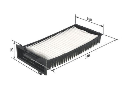 BOSCH 1987432198 Cabin Air Filter 346mm Length Particulate Fits Citroën C5
