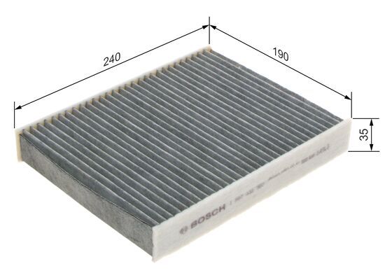 BOSCH 1987432387 Cabin Air Filter 240mm Activated Carbon Fits Ford Fiesta Fusion