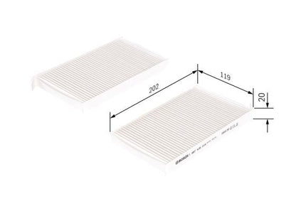 BOSCH 1987435015 Cabin Air Filter 202mm Particulate Fits Hyundai i800 iLoad