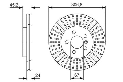BOSCH 0986479C93 Brake Disc Front Vented 307mm Outer Diameter Fits BMW Mini