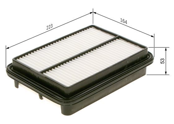 BOSCH 1987429123 Air Filter 223mm Length Insert 53mm Height Fits Daihatsu Toyota