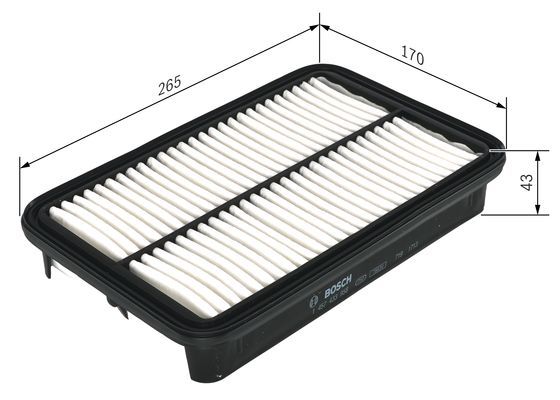 BOSCH 1457433958 Air Filter 265mm Length Insert 42.5mm Height Fits Mazda Toyota