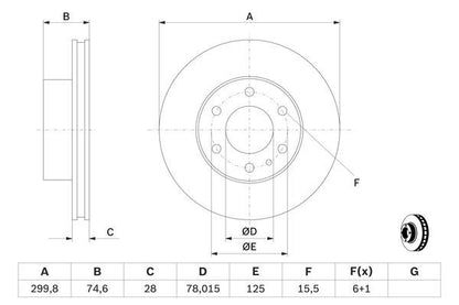 BOSCH 0986479641 Brake Disc Front Vented 299.8mm Ø Fits Iveco Daily Daily Line