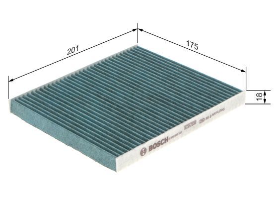 BOSCH 0986628541 Cabin Air Filter 201mm Length Activated Carbon Fits Fiat Ford