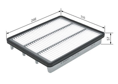 BOSCH 1457433580 Air Filter 246mm Length Insert 44mm Height For Hyundai Terracan