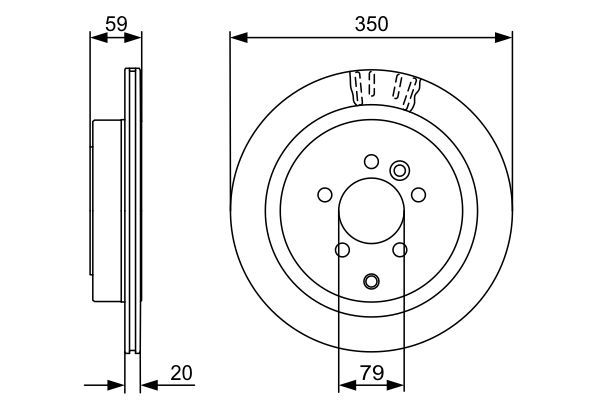 BOSCH 0986479492 Brake Disc Rear Fits Land Rover Discovery Range Rover Sport