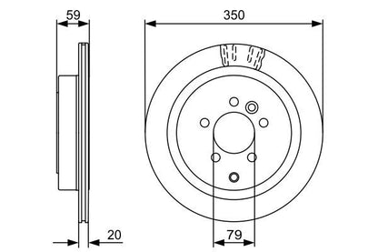 BOSCH 0986479492 Brake Disc Rear Fits Land Rover Discovery Range Rover Sport